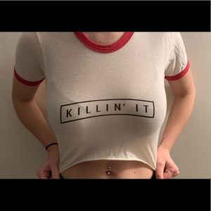 “Killin It” White Crop Top